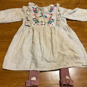 Baby Girl’s Dress with Embroidered Flowers